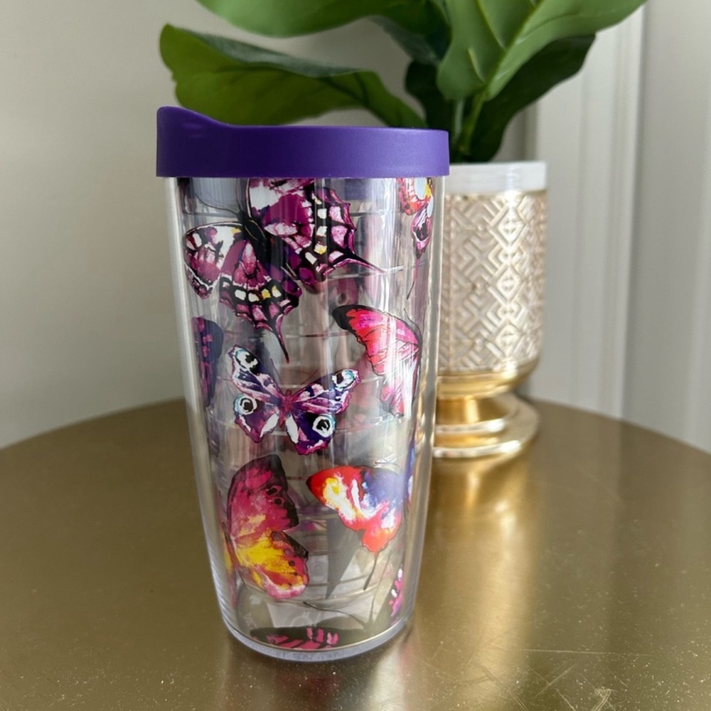 Purple/Pink Butterfly Tervis Tumbler, NWT